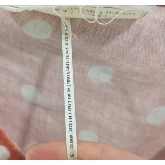 Jens Pirate Booty Womens Small Pink Crop Polka Dot Assymetric Sleeve Tie Knot - Picture 4 of 13